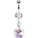 Silver Prism Heart Navel Ring