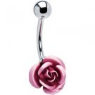 PINK ROSE NAVEL RING