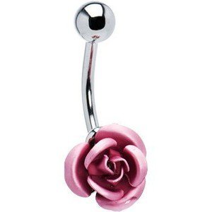 PINK ROSE NAVEL RING