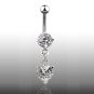 Clear Dangling CZ Heart Navel Ring