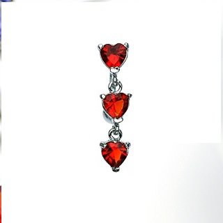 Top Down Heart Prong Setting Red CZ Navel