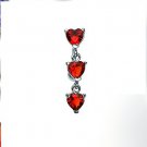 Top Down Heart Prong Setting Red CZ Navel