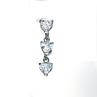 Top Down Heart Prong Setting Clear CZ Navel