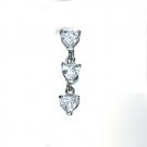 Top Down Heart Prong Setting Clear CZ Navel