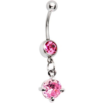 PINK GEM ROUND SOLITAIRE DANGLE