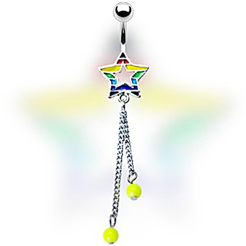 Rainbow Star and Double Bead Dangle