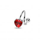 SPIRAL RED HEART NAVEL RING