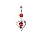 Vintage Heart w/Red Gems Navel Ring