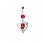 Vintage Heart w/Red Gems Navel Ring