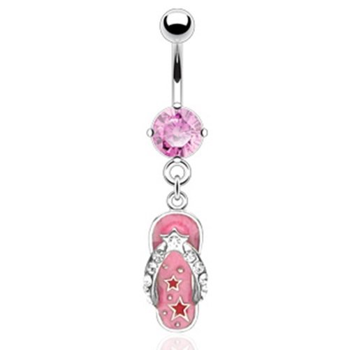 Flipflop with Gem & Stars Navel Ring