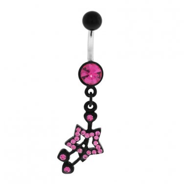 Dangling Pink And Black Enamel Dangling Star