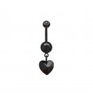 Black Heart Dangling Navel Ring