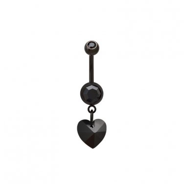 Black Heart Dangling Navel Ring