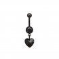 Black Heart Dangling Navel Ring