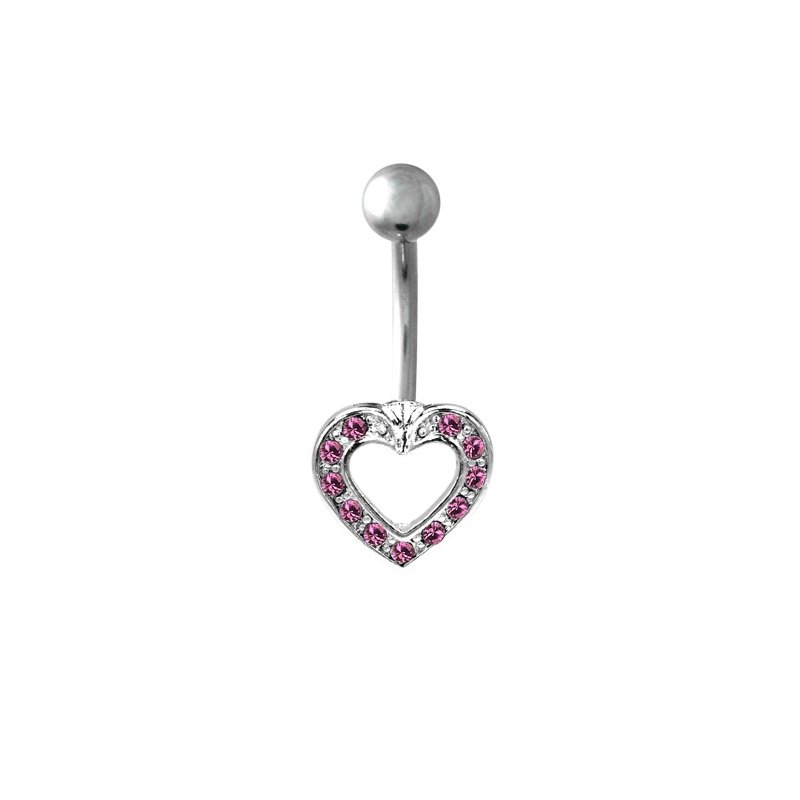 PAVED HEART w/ CZ PINK GEMS