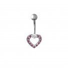 PAVED HEART w/ CZ PINK GEMS