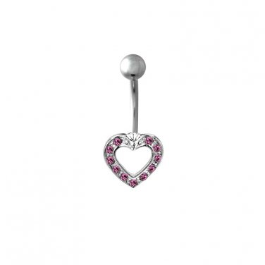 PAVED HEART w/ CZ PINK GEMS