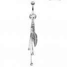 Feather and Chains with Clear CZs Dangle