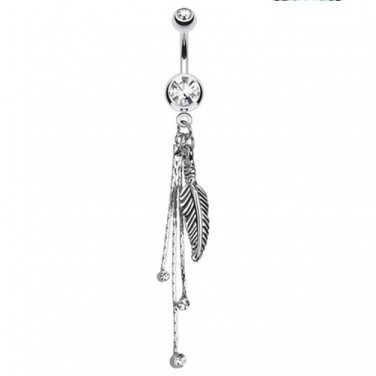Feather and Chains with Clear CZs Dangle