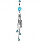 Feather and Chains with Aqua CZs Dangle