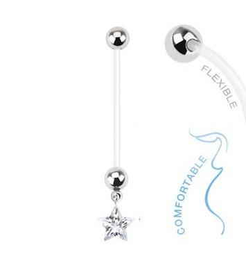 BioFlex Pregnancy Navel Ring with Clear Star Dangle