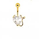 Gold Plated Clear Devil Heart Navel Ring