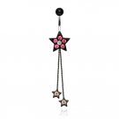 Star Black Epoxy Coated Navel Ring with CZs