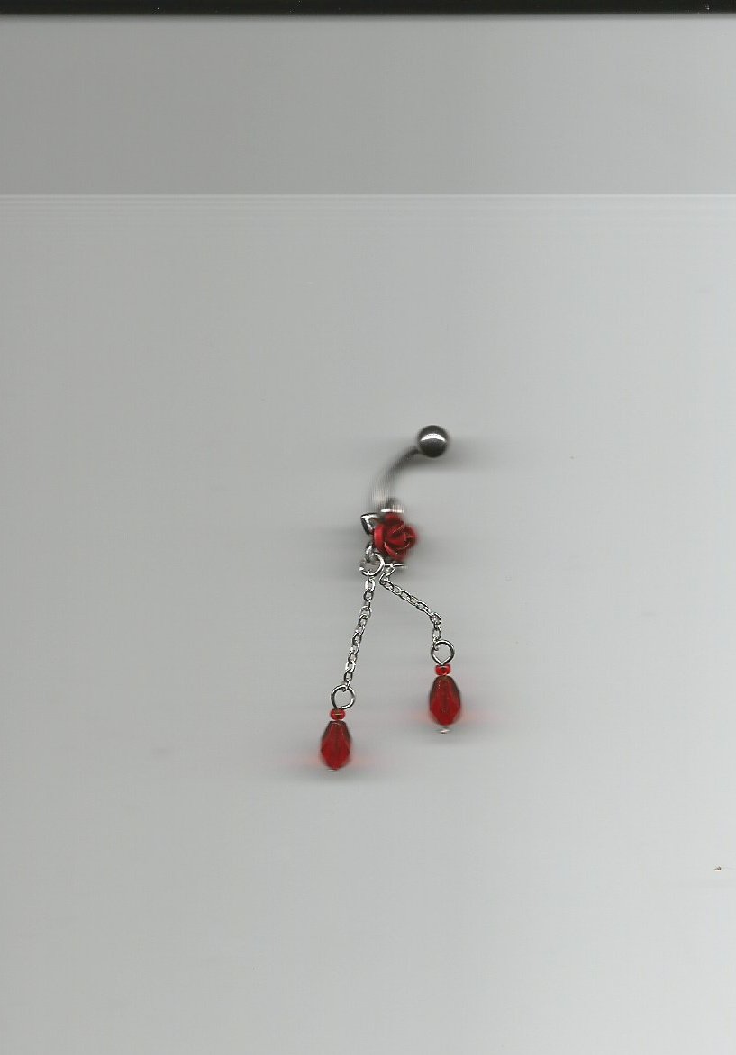 RED ROSE DANGLE w/TEAR DROPS