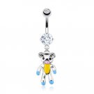Teddy Bear Epoxy Color Accented Navel Ring