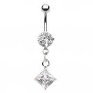 CZ /Double Dangle Navel Ring