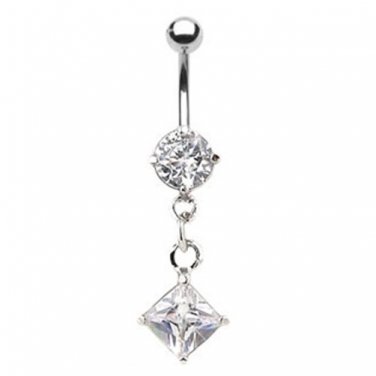 CZ /Double Dangle Navel Ring