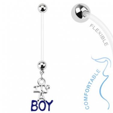 Baby Gender Boy Dangle Bio Flex Pregnancy Navel Ring