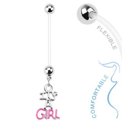 Baby Gender Girl Dangle Bio Flex Pregnancy Navel Ring