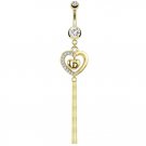 Double Hearts Dangle 14kt Gold Plated Navel Ring