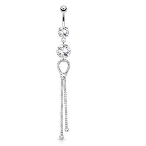 Large Round Gem with Gemmed Bolo Tie Chain Dangle