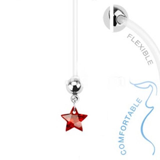 BioFlex Pregnancy Navel Ring with Red Star Dangle