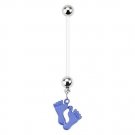 Baby Feet Blue Dangle Bio Flex Pregnancy Navel Ring