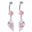 "BEST FRIENDS" w/ PINK GEM NAVEL RING