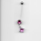 Pregnancy Pink Dangling CZ Gems Navel Ring
