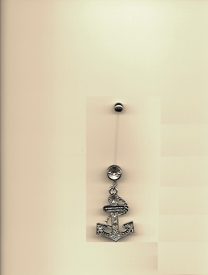 Pregnancy Multi Paved Anchor/Clear Gems Navel Ring