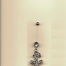 Pregnancy Multi Paved Anchor/Clear Gems Navel Ring