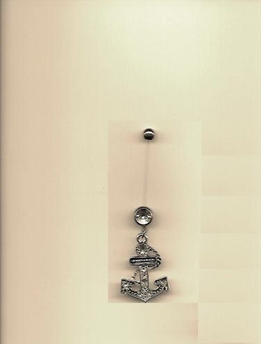Pregnancy Multi Paved Anchor/Clear Gems Navel Ring