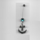 Pregnancy Roped Anchor/Aqua Gems Navel Ring