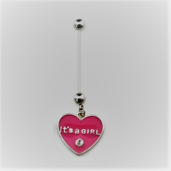 Pregnancy Heart "It's A Girl" Navel Ring