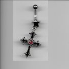 BLACK CROSS NAVEL RING