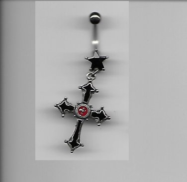 BLACK CROSS NAVEL RING