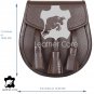Handmade Brown Leather Scottish Day Sporran - KILT SPORRAN with Free Chain Belt