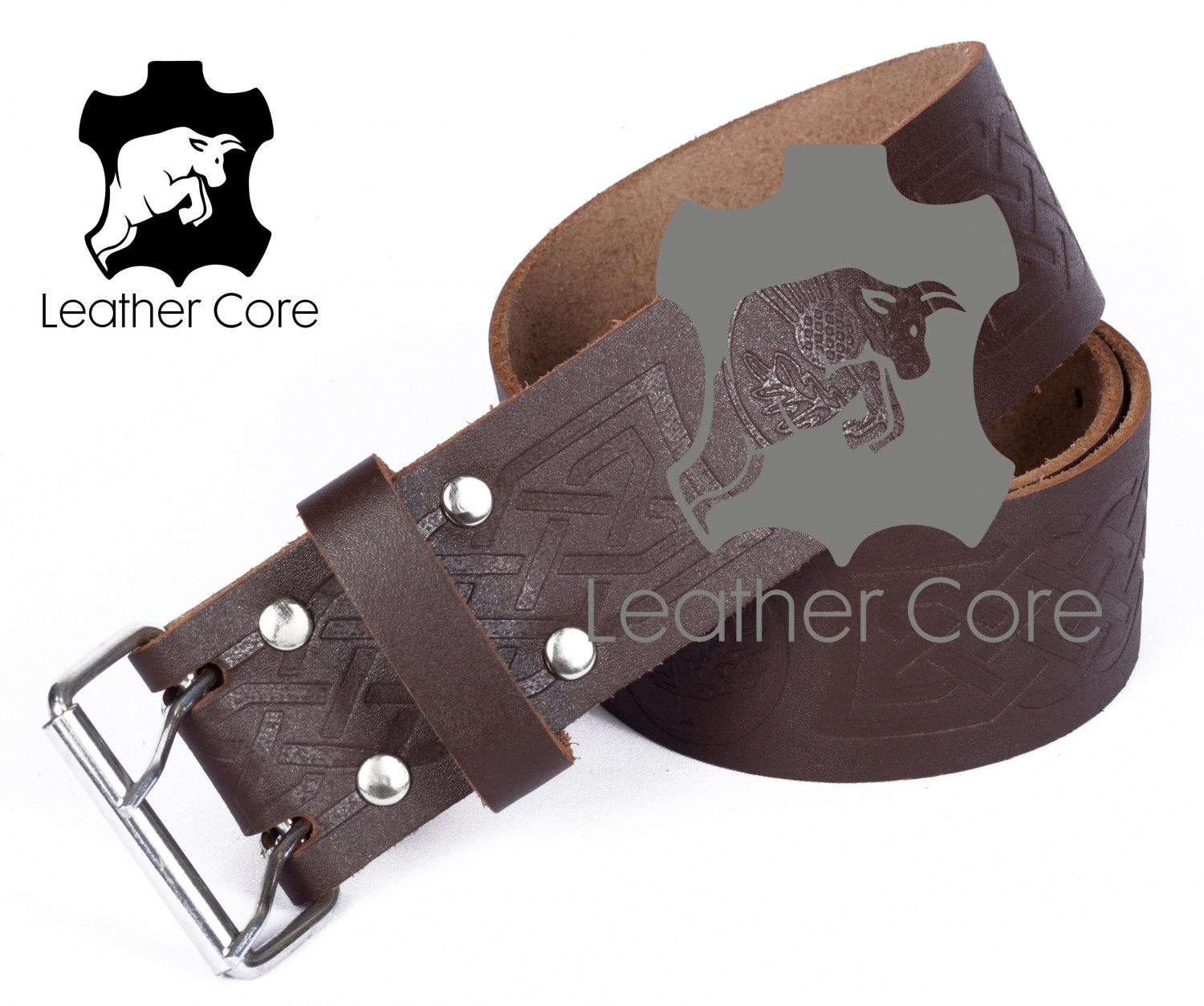 Premium Handmade Leather KILT BELT, Thistle Embossed, Belt Double Prong