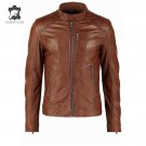 Men's Genuine Leather Jacket fashion Slim fit Biker Motorcycle jacket Outwear XS - 3XL