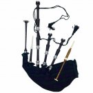 Scottish Black Watch Tartan Rosewood Bagpipes Black Finish With Silver Mounts
